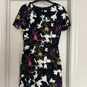 French Connection Neon, White, and Black Mini Dress with Pockets Size US 6